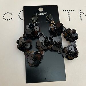 New J. Crew black beaded leather statement earrings 😍
